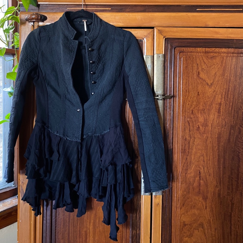 Free People Military Ruffle Jacket (sz 2)